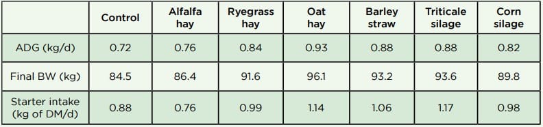 Above table shows how Holstein-Friesian calves respond to different feed sources—study by Castells et al., 2012