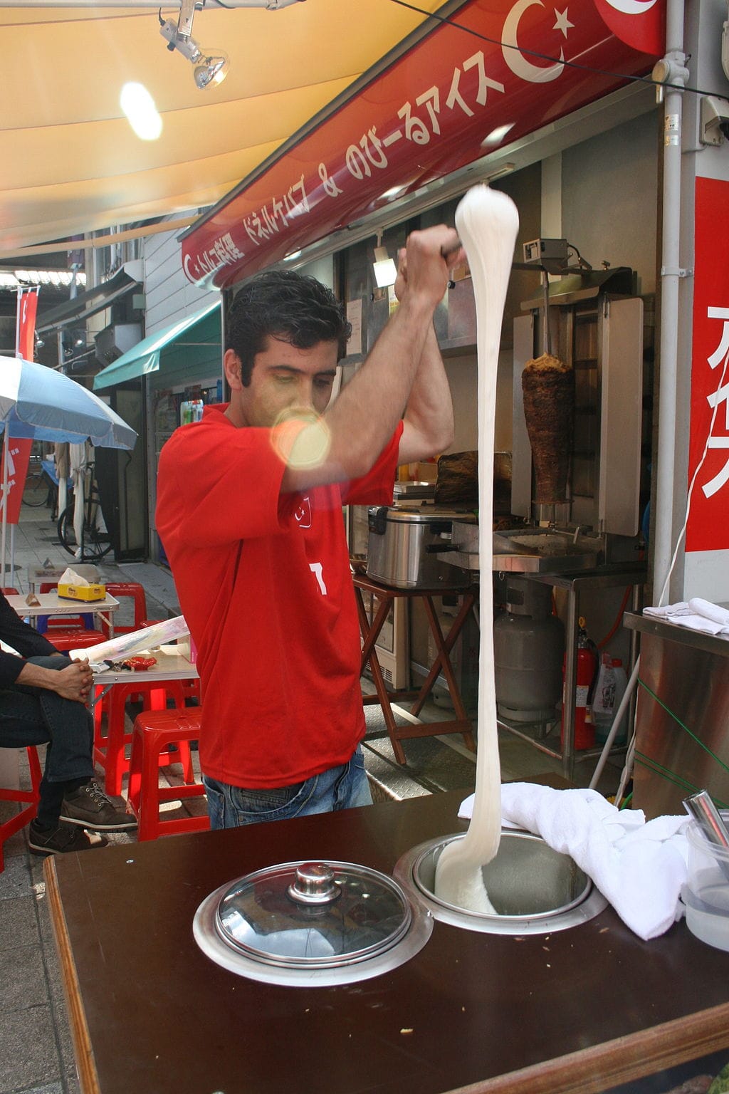 Dondurma, a super-stretchy Turkish ice cream.