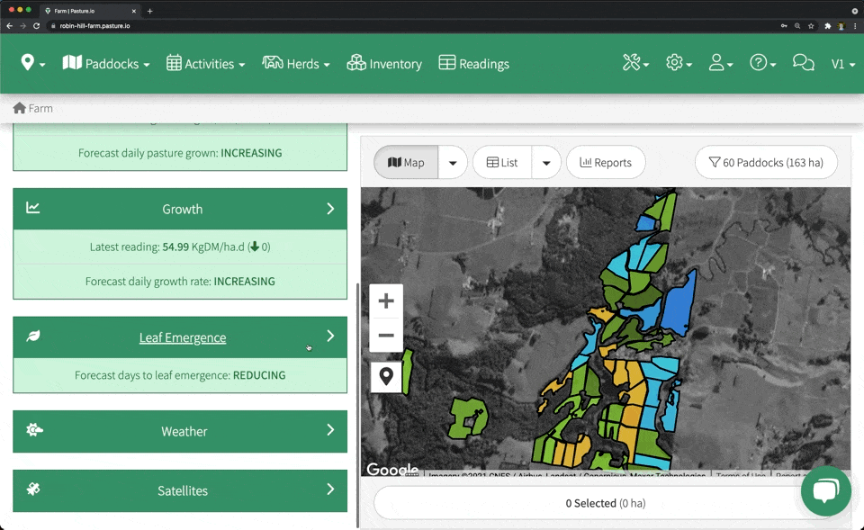 Pasture.io provides a daily update and forecast of your leaf appearance rate