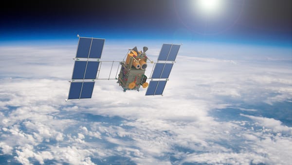 Satellite orbiting earth