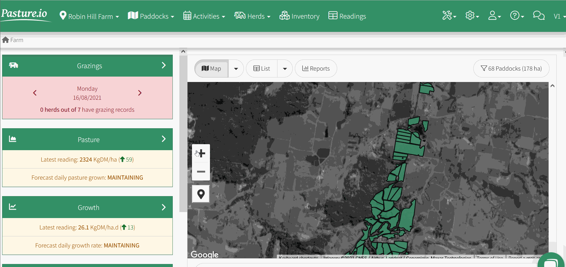 The quickest way to select a paddock is by clicking on a feed slot of the herd you want to graze next