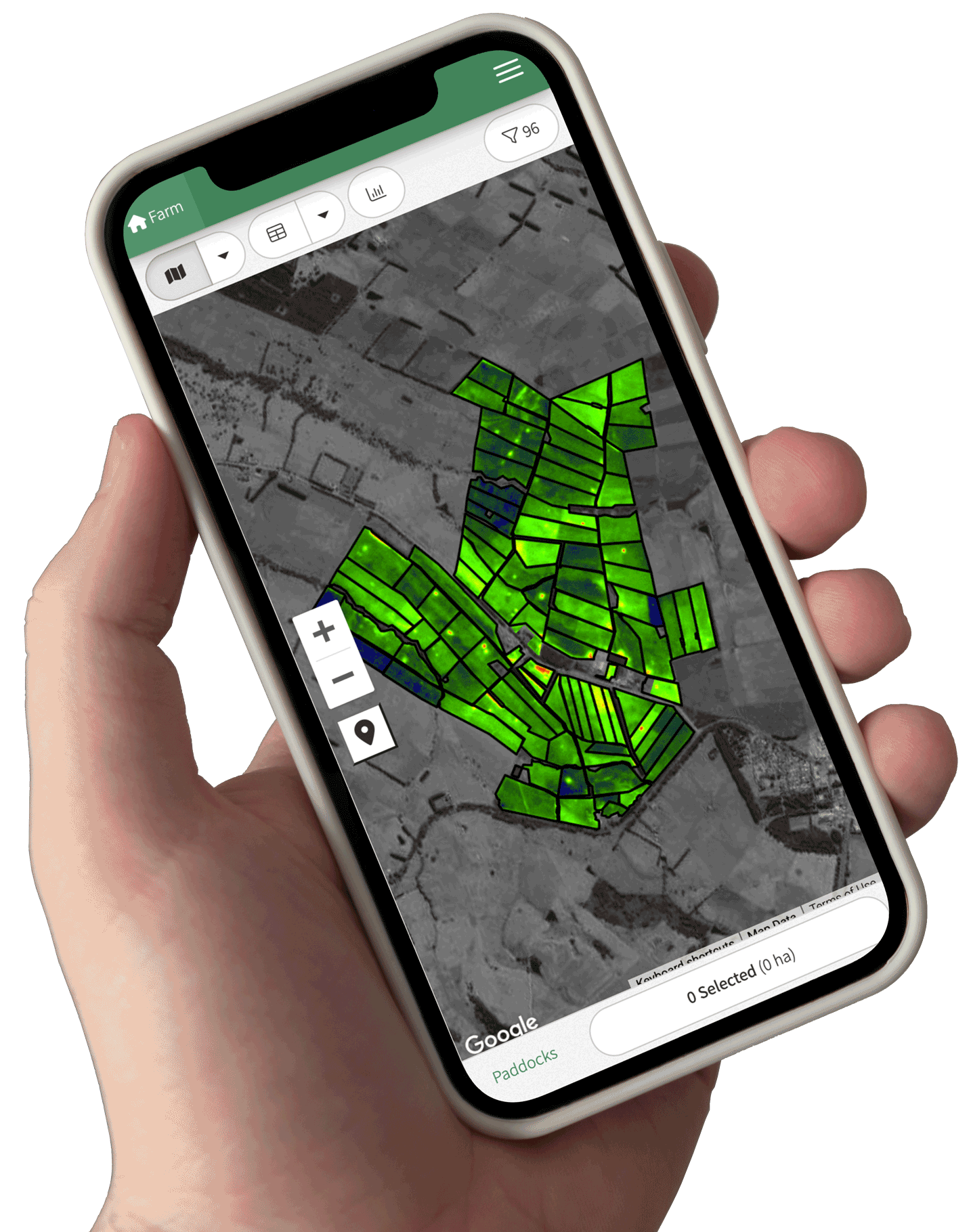 Pasture.io paddock NDVI map for determining biomass and growth rates