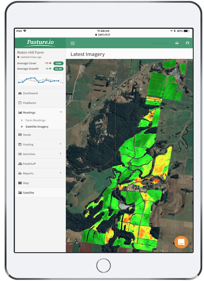 Pasture.io is a fully fledged grazing management and satellite pasture measurement tool.
