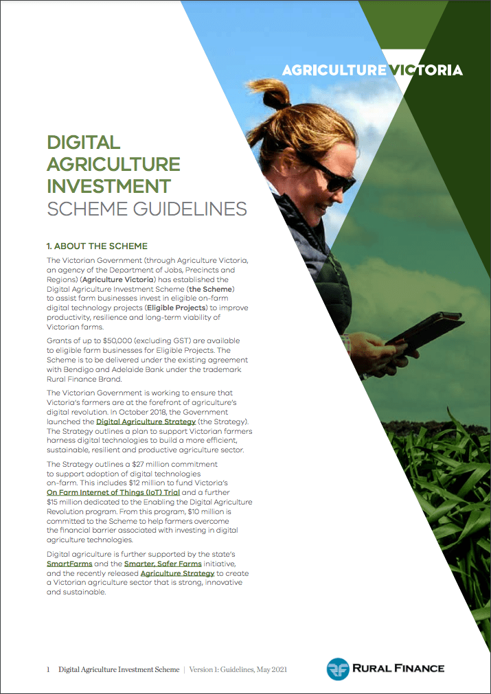Digital Agriculture Investment Scheme (Victoria) Guidelines