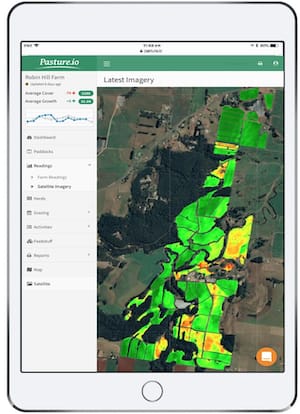 NDVI satellite imagery for measuring pastures from space.